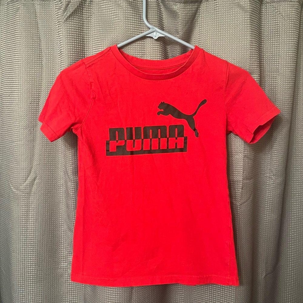 Puma Red Short Sleeve Tee Vibrant Cotton Crew